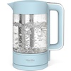 image:imageMartha Stewart Electric Kettle with Removable Stainless Steel Tea Infuser Glass Carafe17L 7 Cups Hot Water Boiler 4 Presets Keep Warm amp Auto ShutOff Cordless 360 Swivel Base Linen CreamSky Blue